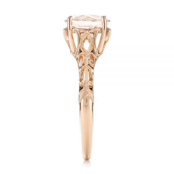14k Rose Gold Custom Solitaire Morganite Engagement Ring - Side View - 103444