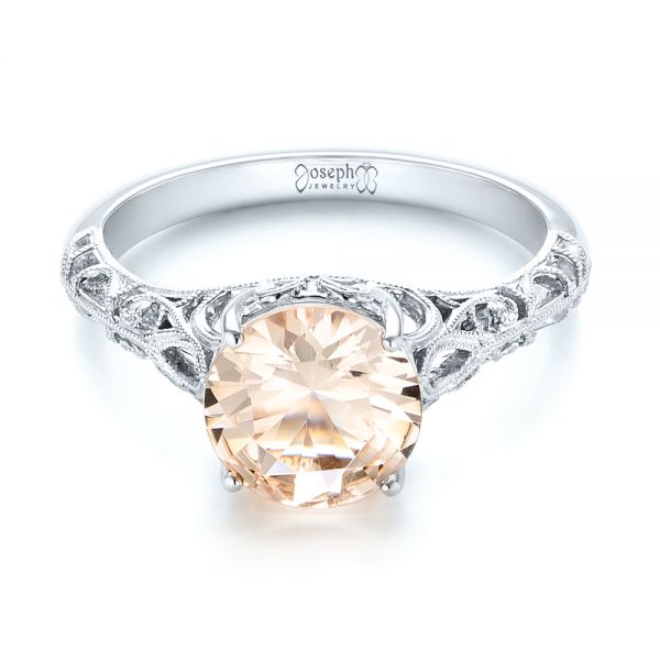 18k White Gold 18k White Gold Custom Solitaire Morganite Engagement Ring - Flat View - 103444