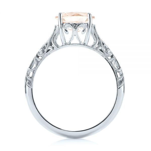 18k White Gold 18k White Gold Custom Solitaire Morganite Engagement Ring - Front View - 103444