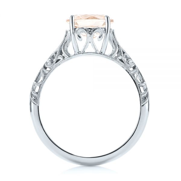 14k White Gold 14k White Gold Custom Solitaire Morganite Engagement Ring - Front View -  103444