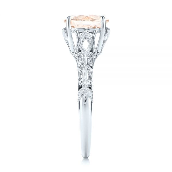 18k White Gold 18k White Gold Custom Solitaire Morganite Engagement Ring - Side View - 103444