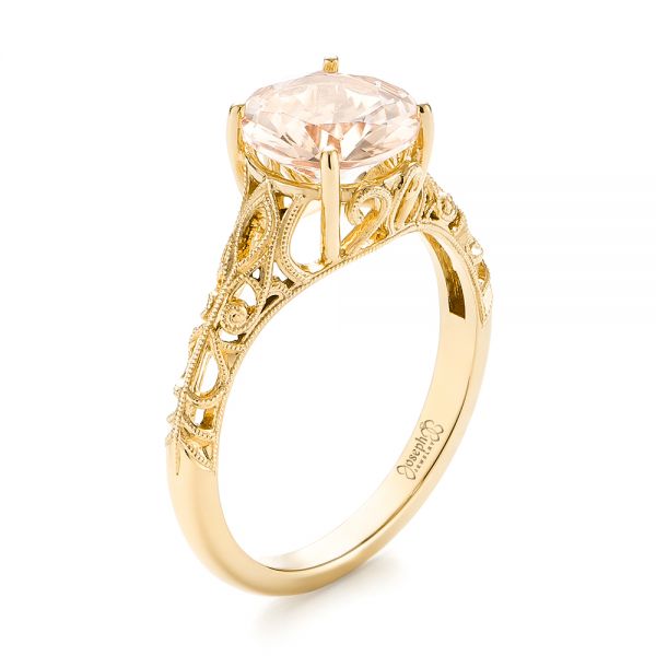 18k Yellow Gold 18k Yellow Gold Custom Solitaire Morganite Engagement Ring - Three-Quarter View -  103444