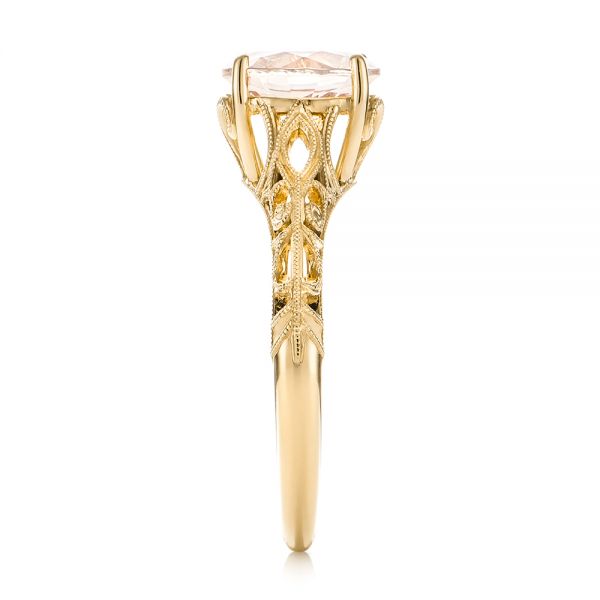 18k Yellow Gold 18k Yellow Gold Custom Solitaire Morganite Engagement Ring - Side View - 103444