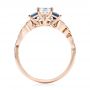 14k Rose Gold Custom Three Stone Blue Sapphire And Diamond Engagement Ring - Front View -  103146 - Thumbnail