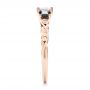14k Rose Gold Custom Three Stone Blue Sapphire And Diamond Engagement Ring - Side View -  103146 - Thumbnail