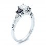 18k White Gold Custom Three Stone Blue Sapphire And Diamond Engagement Ring