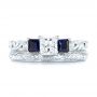 14k White Gold 14k White Gold Custom Three Stone Blue Sapphire And Diamond Engagement Ring - Three-Quarter View -  103146 - Thumbnail