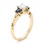 18k Yellow Gold Custom Three Stone Blue Sapphire And Diamond Engagement Ring