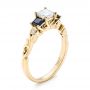 18k Yellow Gold 18k Yellow Gold Custom Three Stone Blue Sapphire And Diamond Engagement Ring - Three-Quarter View -  103146 - Thumbnail