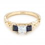 18k Yellow Gold 18k Yellow Gold Custom Three Stone Blue Sapphire And Diamond Engagement Ring - Flat View -  103146 - Thumbnail