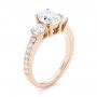 14k Rose Gold Custom Three Stone Diamond Engagement Ring - Three-Quarter View -  103651 - Thumbnail