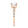 18k Rose Gold 18k Rose Gold Custom Three Stone Diamond Engagement Ring - Side View -  103651 - Thumbnail