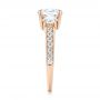 14k Rose Gold Custom Three Stone Diamond Engagement Ring - Side View -  103651 - Thumbnail