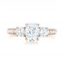 18k Rose Gold 18k Rose Gold Custom Three Stone Diamond Engagement Ring - Top View -  103651 - Thumbnail