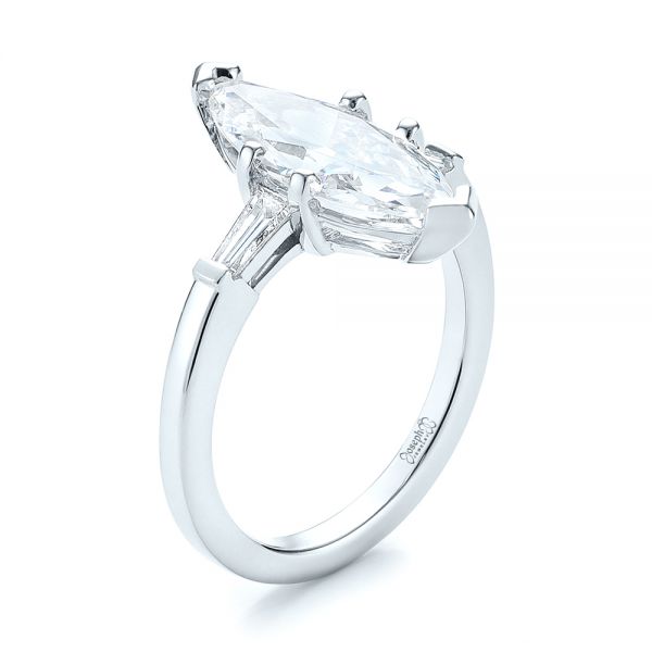  Platinum Platinum Custom Three Stone Diamond Engagement Ring - Three-Quarter View -  103650