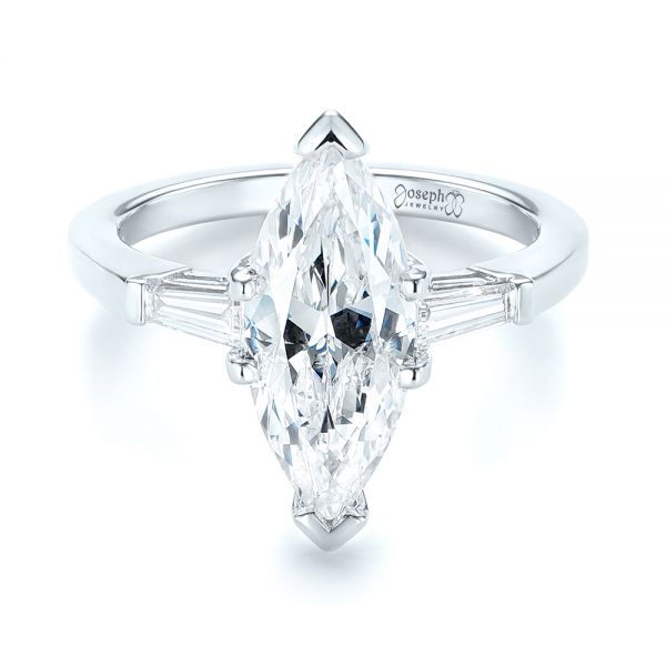  Platinum Platinum Custom Three Stone Diamond Engagement Ring - Flat View -  103650
