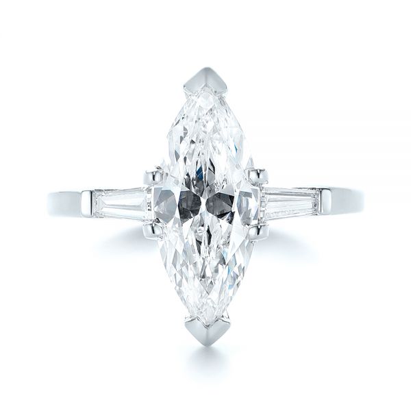  Platinum Platinum Custom Three Stone Diamond Engagement Ring - Top View -  103650