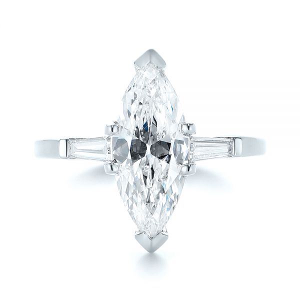 18k White Gold 18k White Gold Custom Three Stone Diamond Engagement Ring - Top View -  103650