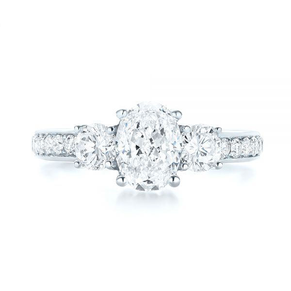 18k White Gold 18k White Gold Custom Three Stone Diamond Engagement Ring - Top View -  103651