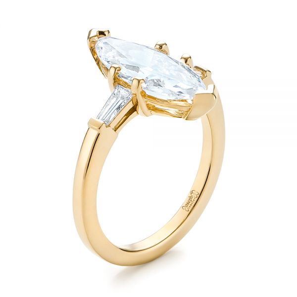 18k Yellow Gold 18k Yellow Gold Custom Three Stone Diamond Engagement Ring - Three-Quarter View -  103650