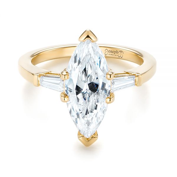14k Yellow Gold 14k Yellow Gold Custom Three Stone Diamond Engagement Ring - Flat View -  103650