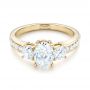 14k Yellow Gold 14k Yellow Gold Custom Three Stone Diamond Engagement Ring - Flat View -  103651 - Thumbnail