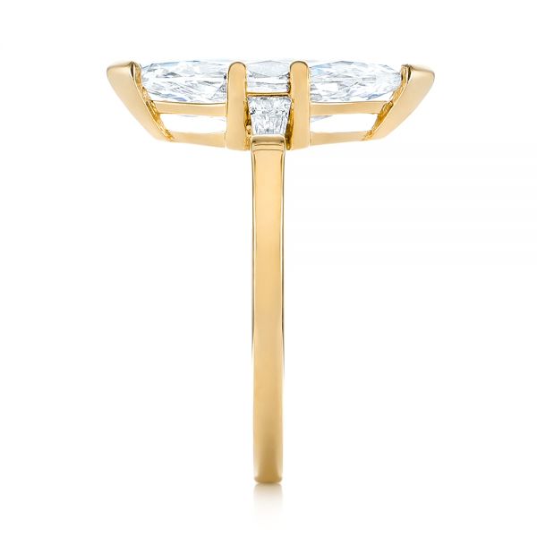 14k Yellow Gold 14k Yellow Gold Custom Three Stone Diamond Engagement Ring - Side View - 103650