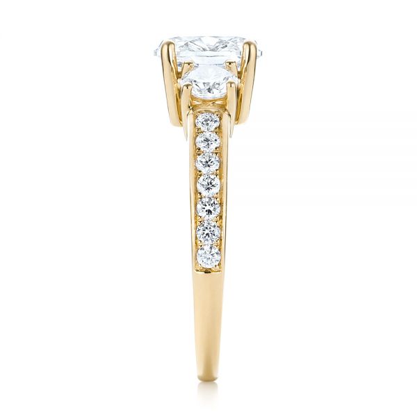 14k Yellow Gold 14k Yellow Gold Custom Three Stone Diamond Engagement Ring - Side View -  103651