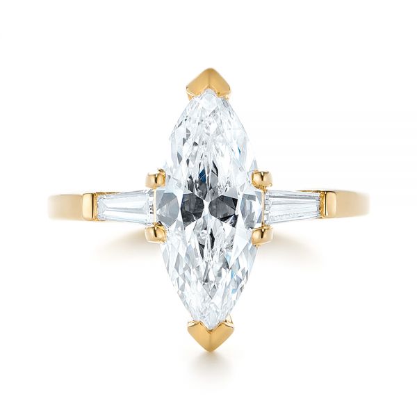 14k Yellow Gold 14k Yellow Gold Custom Three Stone Diamond Engagement Ring - Top View - 103650