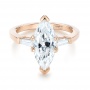 14k Rose Gold Custom Three Stone Diamond Engagement Ring - Flat View -  103650 - Thumbnail