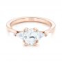 14k Rose Gold Custom Three Stone Engagement Ring - Flat View -  102473 - Thumbnail