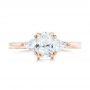 14k Rose Gold Custom Three Stone Engagement Ring - Top View -  102473 - Thumbnail