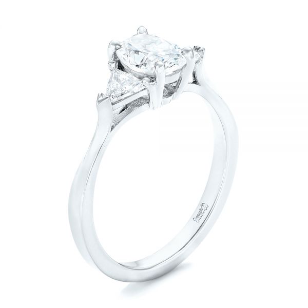 14k White Gold 14k White Gold Custom Three Stone Engagement Ring - Three-Quarter View -  102473