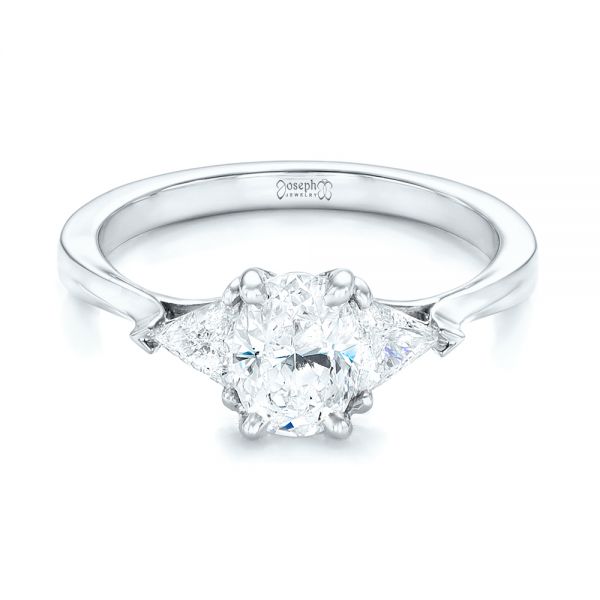 18k White Gold 18k White Gold Custom Three Stone Engagement Ring - Flat View -  102473