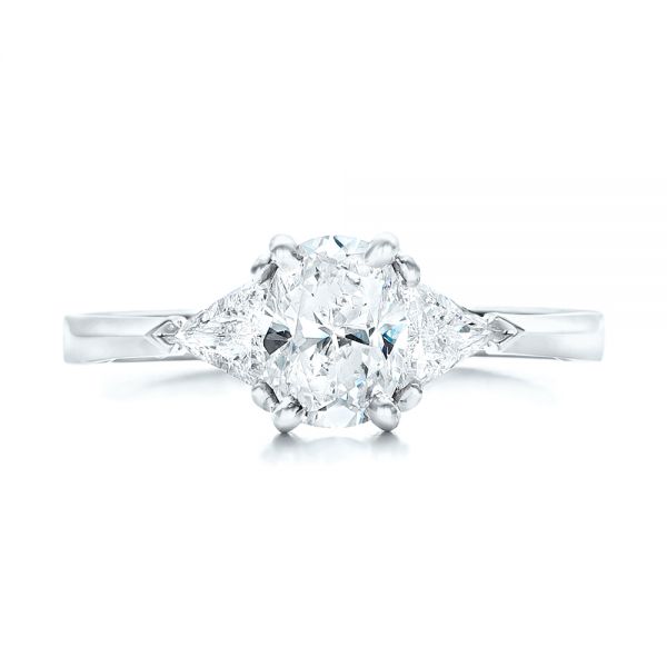 18k White Gold 18k White Gold Custom Three Stone Engagement Ring - Top View -  102473