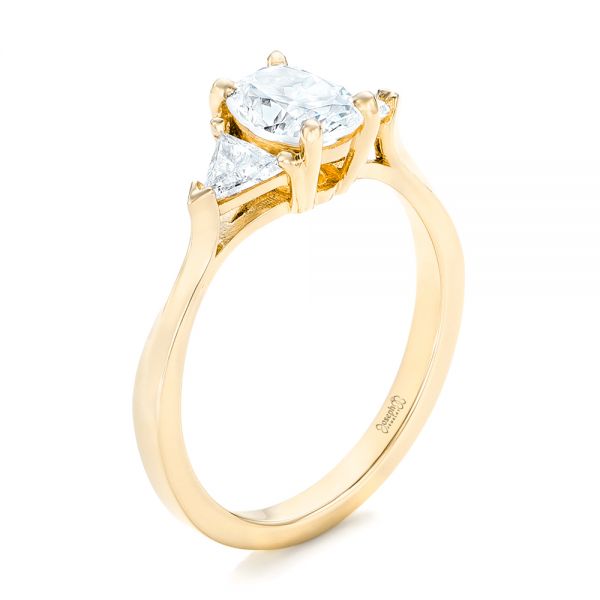 18k Yellow Gold 18k Yellow Gold Custom Three Stone Engagement Ring - Three-Quarter View -  102473