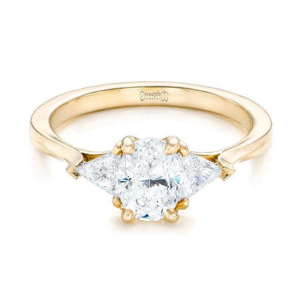 18k Yellow Gold 18k Yellow Gold Custom Three Stone Engagement Ring - Flat View -  102473