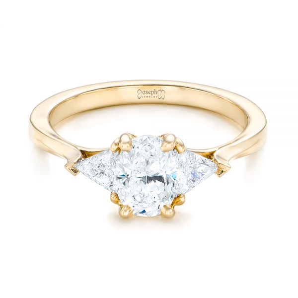 14k Yellow Gold 14k Yellow Gold Custom Three Stone Engagement Ring - Flat View - 102473