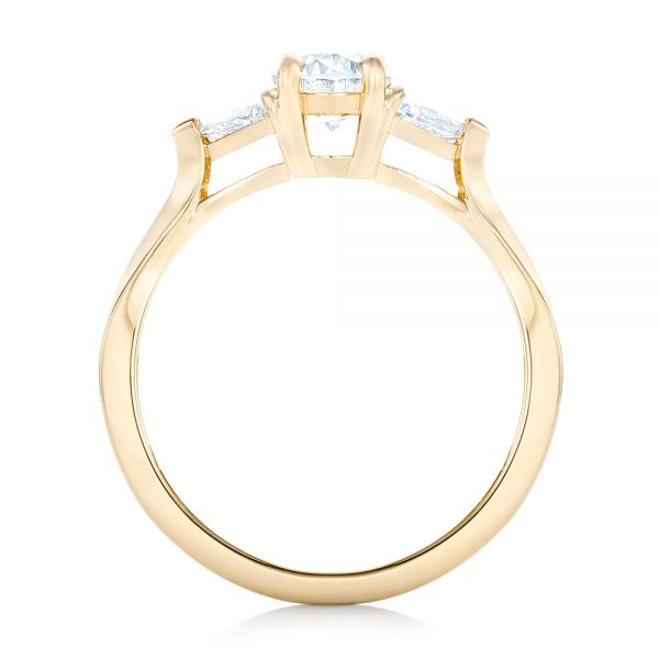 18k Yellow Gold 18k Yellow Gold Custom Three Stone Engagement Ring - Front View -  102473