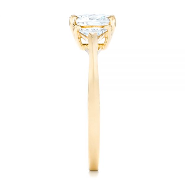 14k Yellow Gold 14k Yellow Gold Custom Three Stone Engagement Ring - Side View - 102473