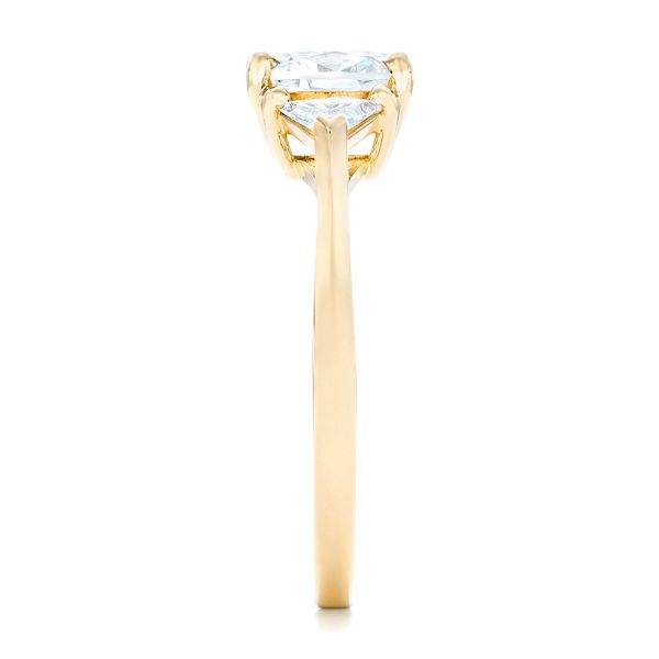 18k Yellow Gold 18k Yellow Gold Custom Three Stone Engagement Ring - Side View -  102473