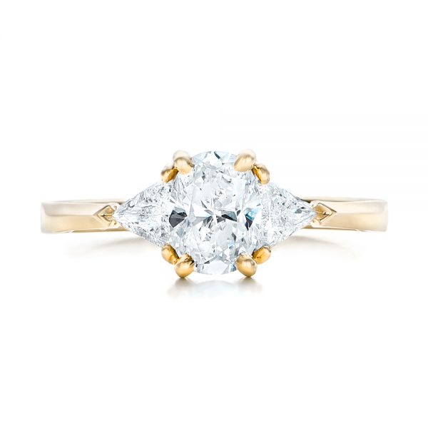 14k Yellow Gold 14k Yellow Gold Custom Three Stone Engagement Ring - Top View - 102473