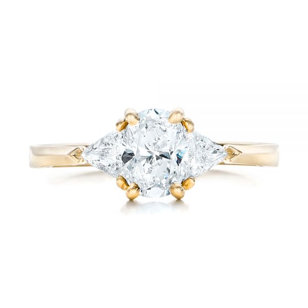 14k Yellow Gold 14k Yellow Gold Custom Three Stone Engagement Ring - Top View -  102473