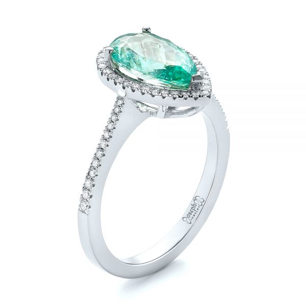  Platinum Platinum Custom Tourmaline And Diamond Engagement Ring - Three-Quarter View -  103523