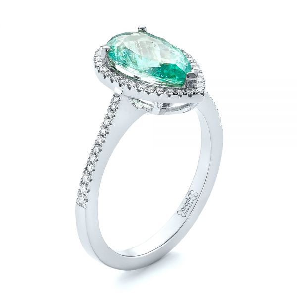 Platinum Platinum Custom Tourmaline And Diamond Engagement Ring - Three-Quarter View - 103523