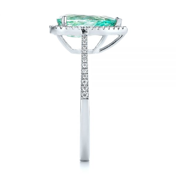 Platinum Platinum Custom Tourmaline And Diamond Engagement Ring - Side View - 103523
