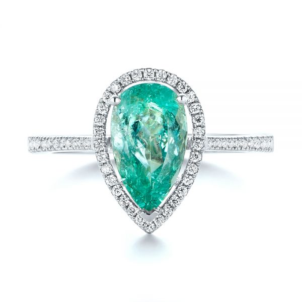 Paraiba Tourmaline Engagement Ring Round Cut Moissanite Stone