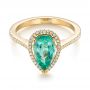 18k Yellow Gold 18k Yellow Gold Custom Tourmaline And Diamond Engagement Ring - Flat View -  103523 - Thumbnail