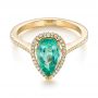 18k Yellow Gold 18k Yellow Gold Custom Tourmaline And Diamond Engagement Ring - Flat View -  103523 - Thumbnail