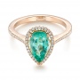 14k Rose Gold Custom Tourmaline And Diamond Engagement Ring - Flat View -  103523 - Thumbnail